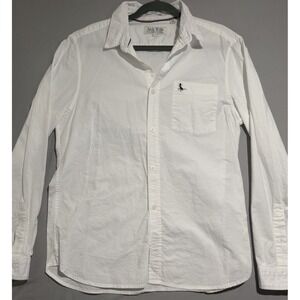 jack wills slim fit white ls button up shirt, men's large